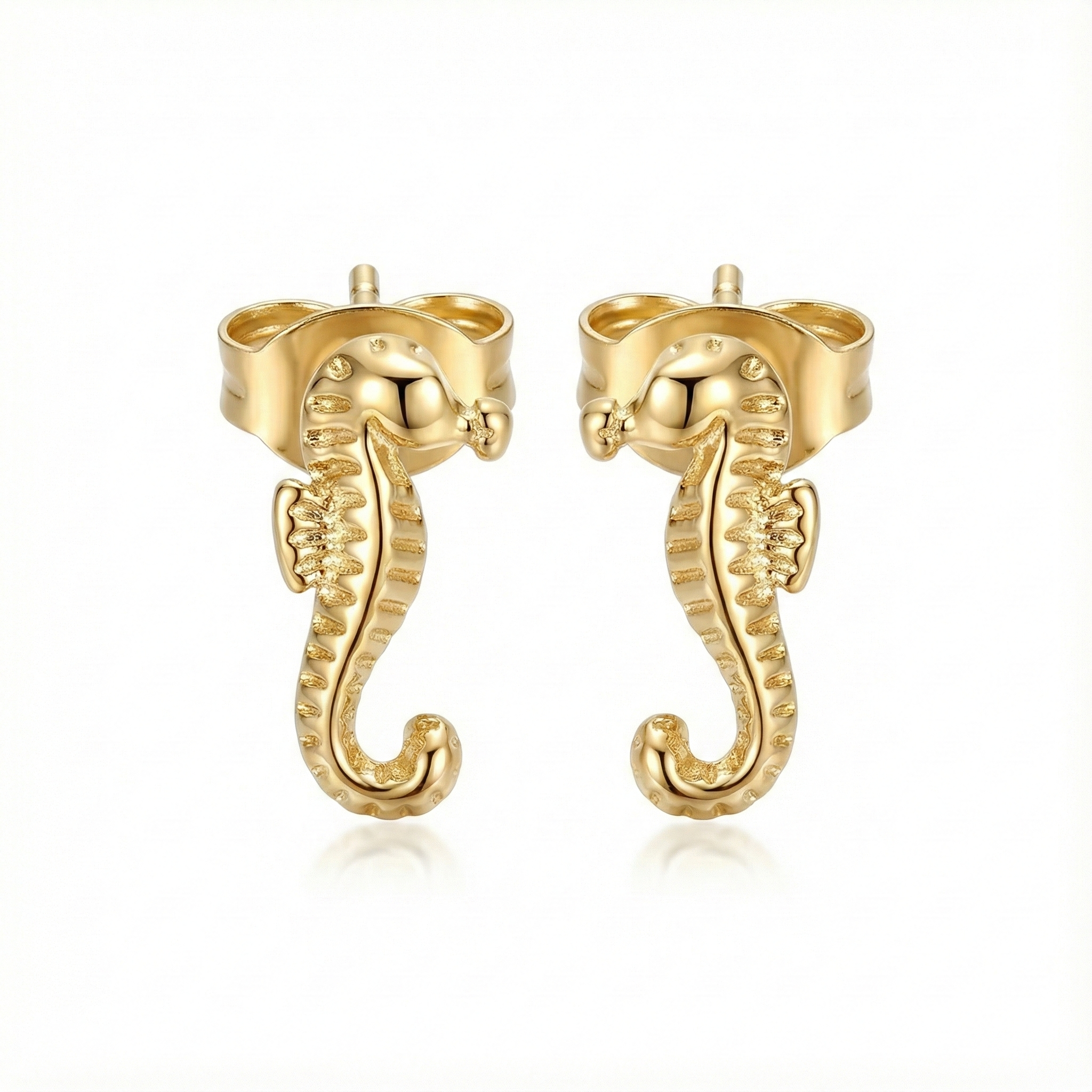 Boucles d’oreilles hippocampe en acier inoxydable couleur doré